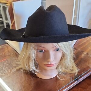 Double S HOUSTON Velvet Black Wide Brim Hat, Size M